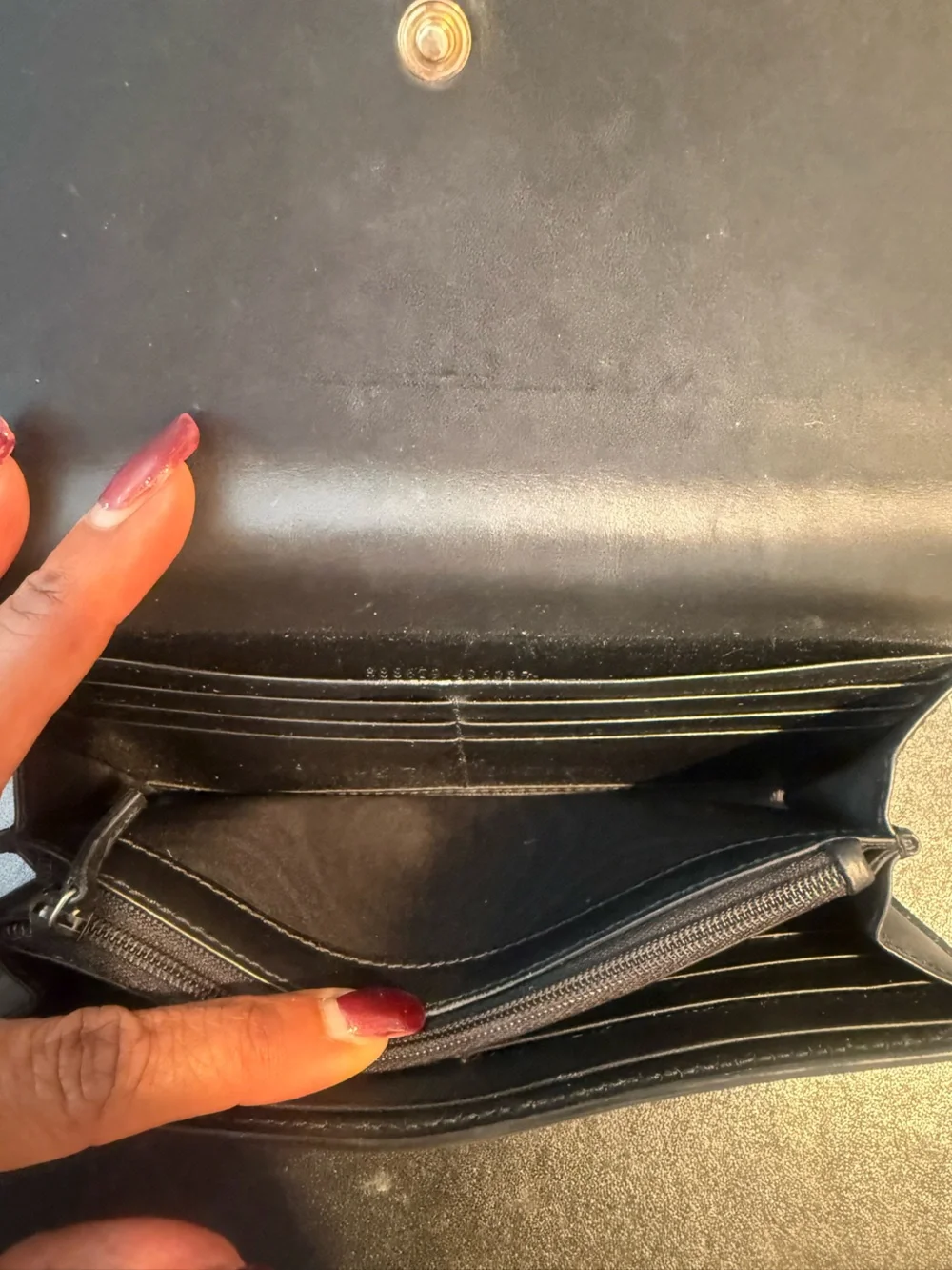 Gucci Black Guccissima Leather Bow Flap Continental Wallet. EUC.